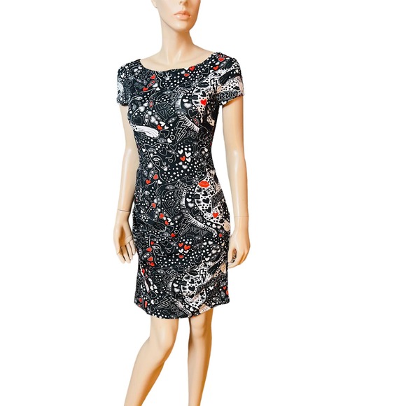 Just Cavalli Black Punk Rock Print Dress Stretchy Fabric Size 44 Fit Medium - Picture 7 of 15